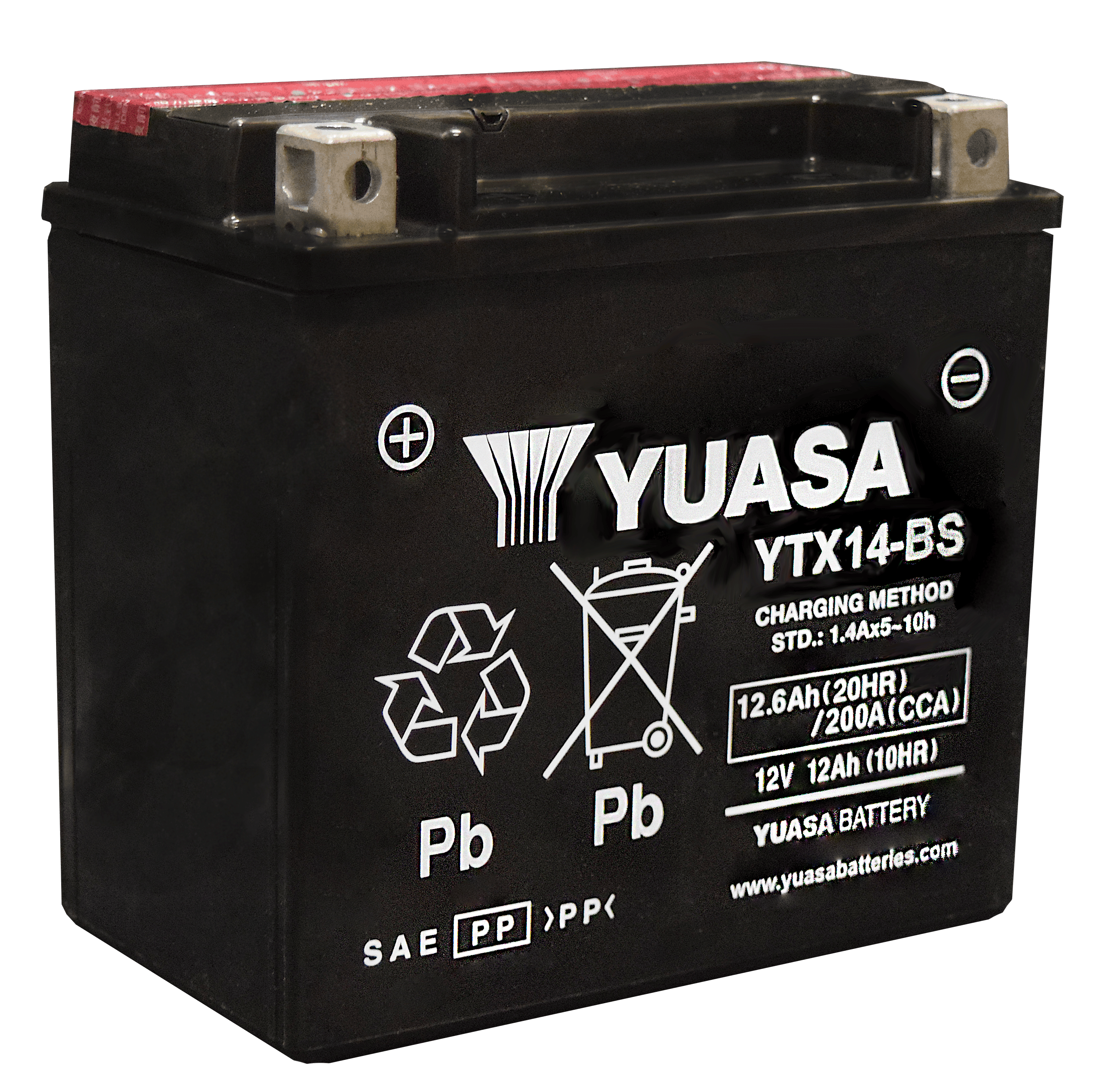 Yuasa YTX14-BS Motorcycle Battery (200 CA)